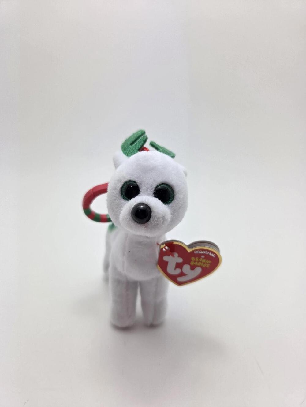 Ty Key Clip “Peppermint” the Green Holiday Reindeer (4 inch)